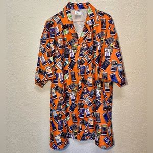 Detroit Tigers Adult 2XL Orange Hawaiian Ticket Stub Print Button Up Shirt SGA